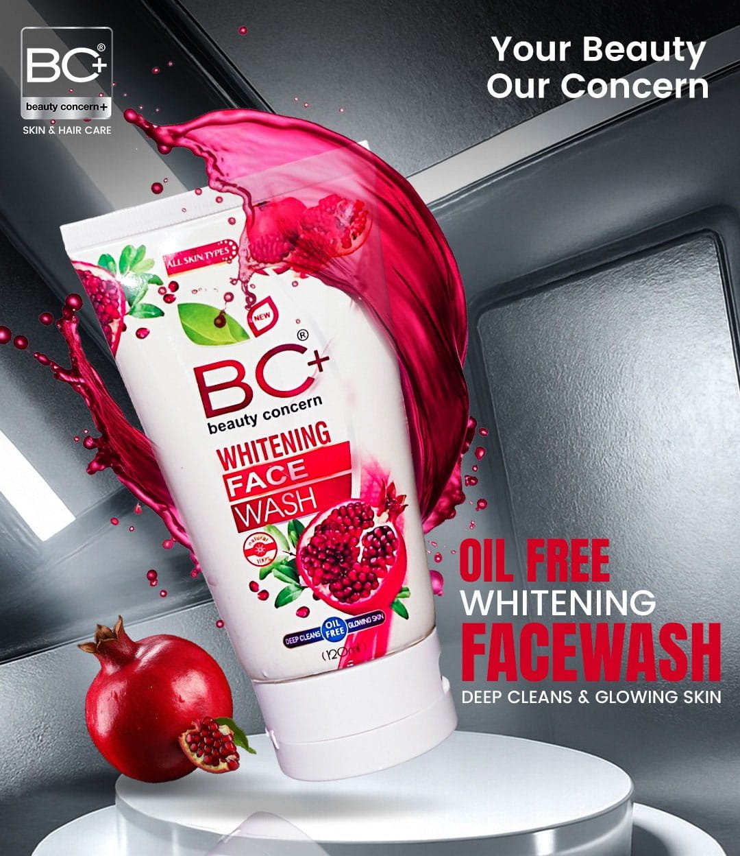 BC+ Beauty Concern Whitening Face Wash Pomegranate (120ml)