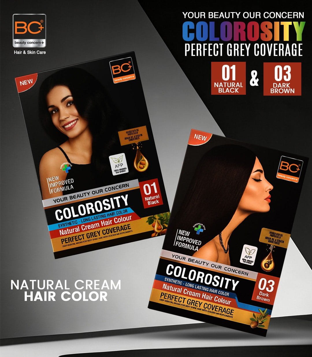 BC+ Beauty Concern Colorosity Natural Cream Hair Color (Dark Brown + Natural Black)
